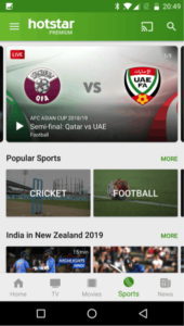 Hotstar sports app for live updates
